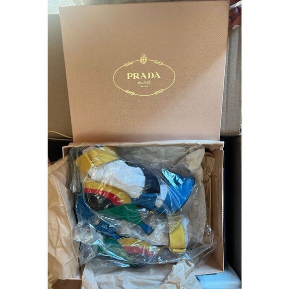 NIB Prada Calzature Donna - MAREA + VERDE CAMOSCIO Multicolor Heels EUR 37.5 - Picture 2 of 4